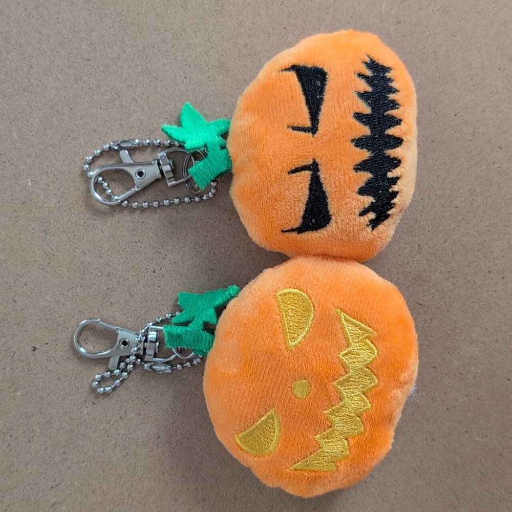 Spooky Pumpkin Plush Keychain Bag Charms Set